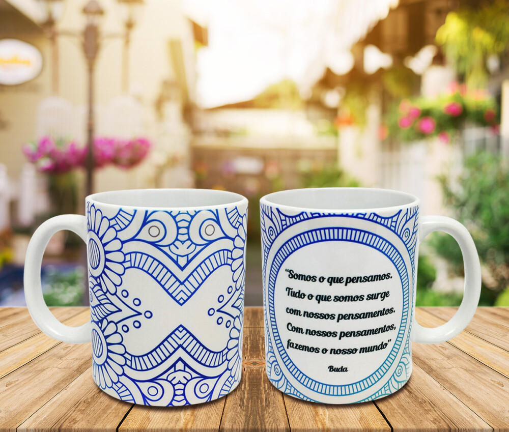 Caneca Branca Personalizada Mensagem Motivacional - Buda