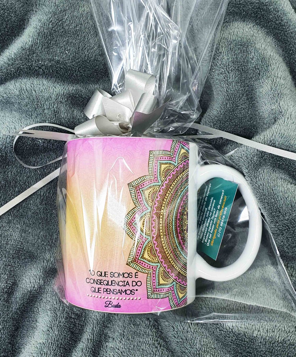 Caneca Branca Personalizada Mandala Rosa