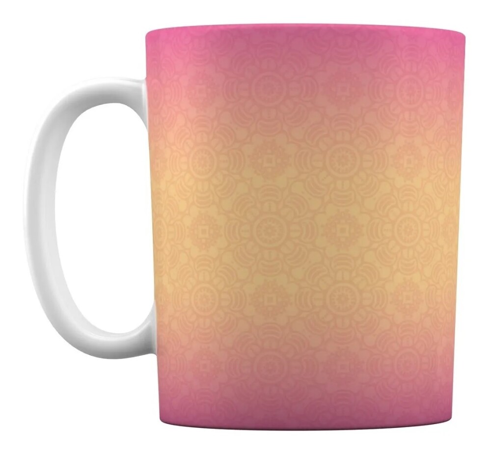 Caneca Branca Personalizada Mandala Rosa
