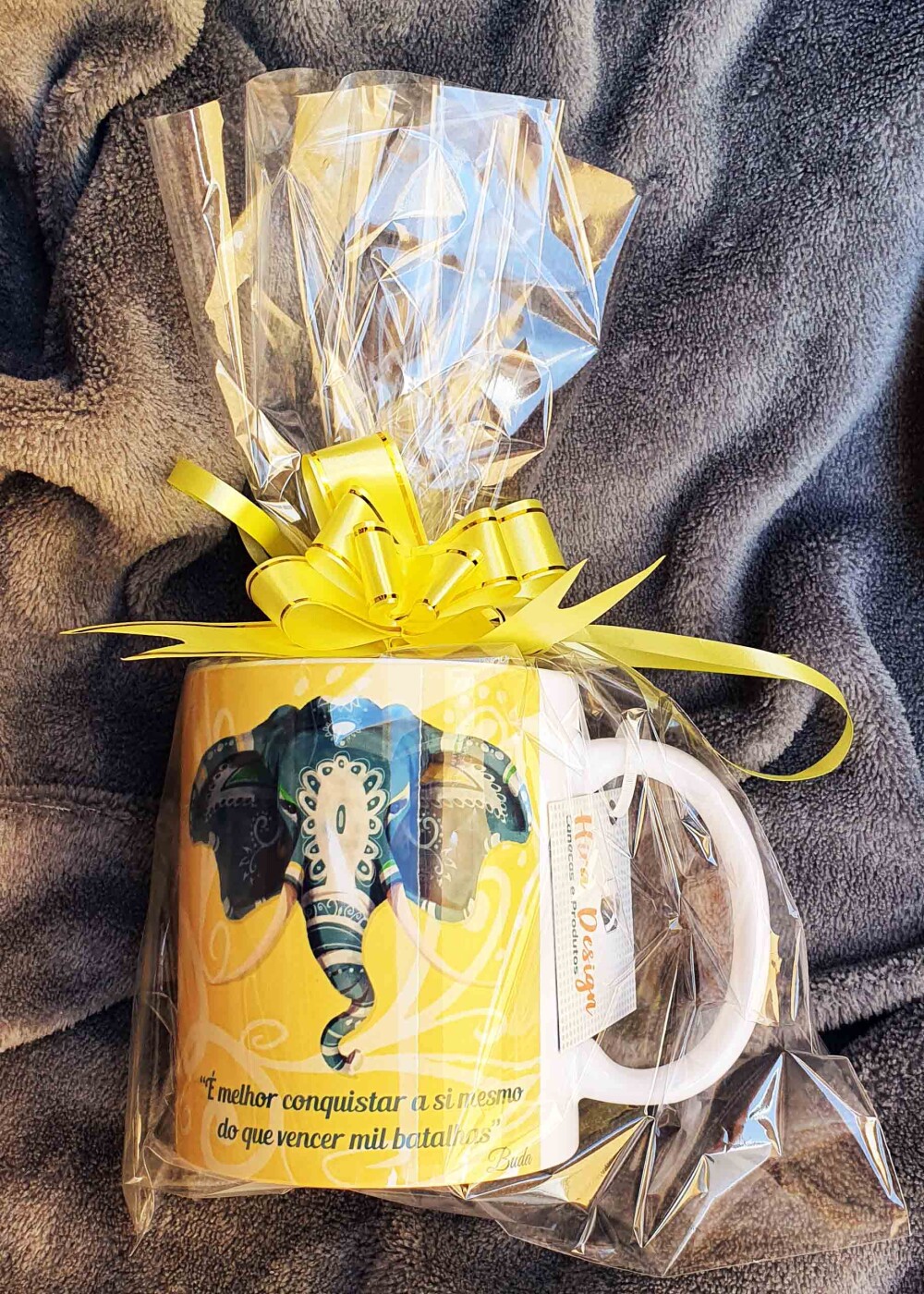 Caneca Branca Personalizada Mandala Elefante