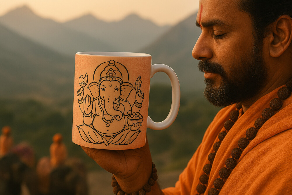 Caneca Branca Personalizada Mandala Ganesha