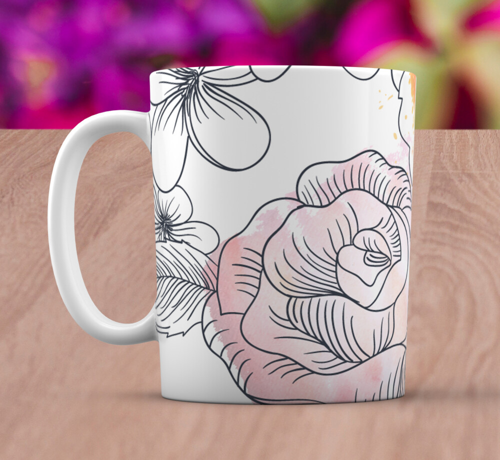 Caneca Branca Personalizado Flor Branca