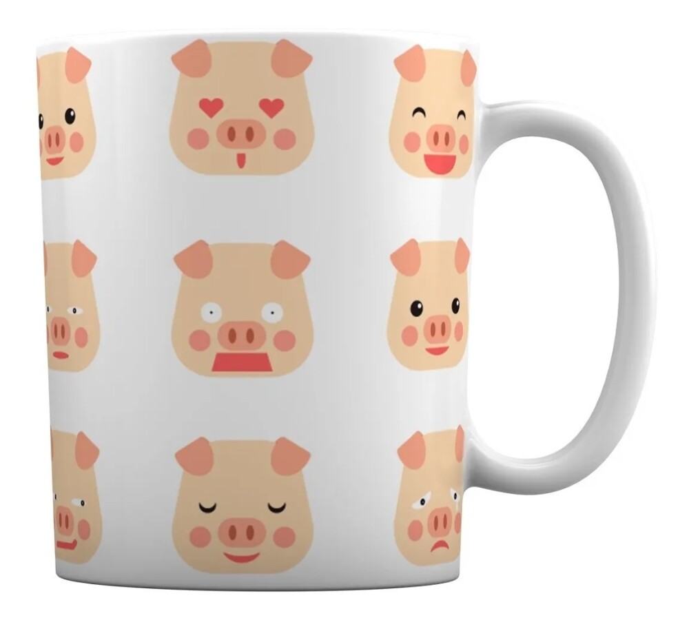 Caneca Branca Personalizado Emoji Porquinho
