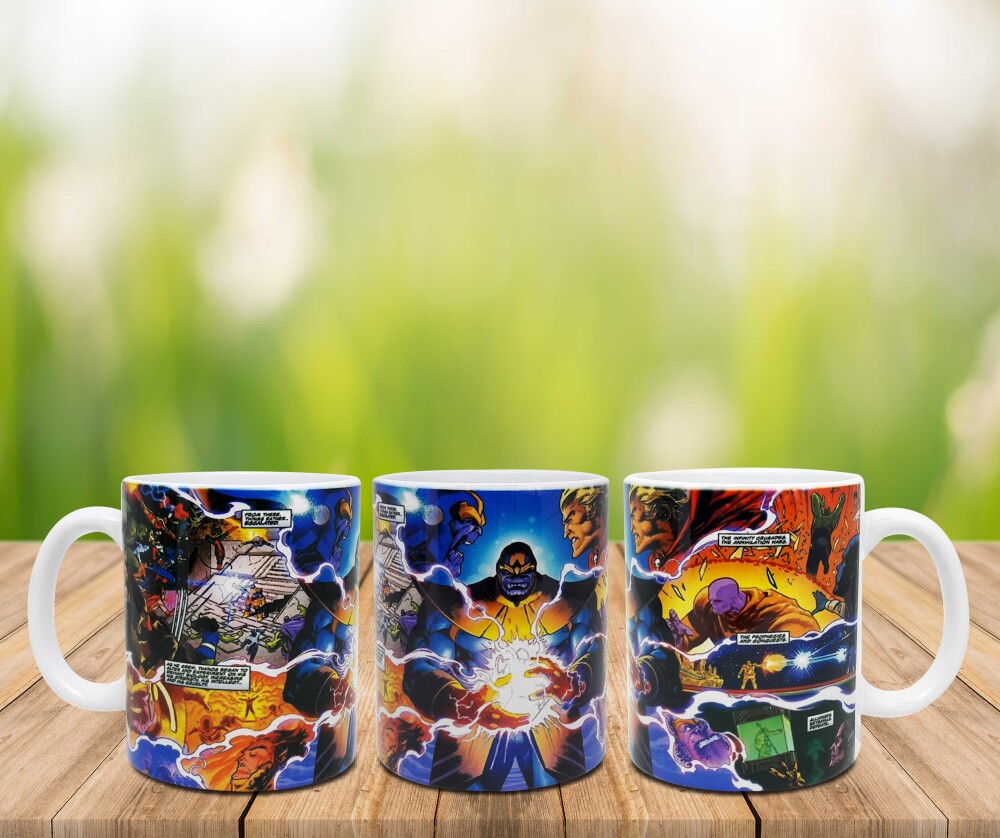 Caneca Branca Personalizada Marvel Thanos
