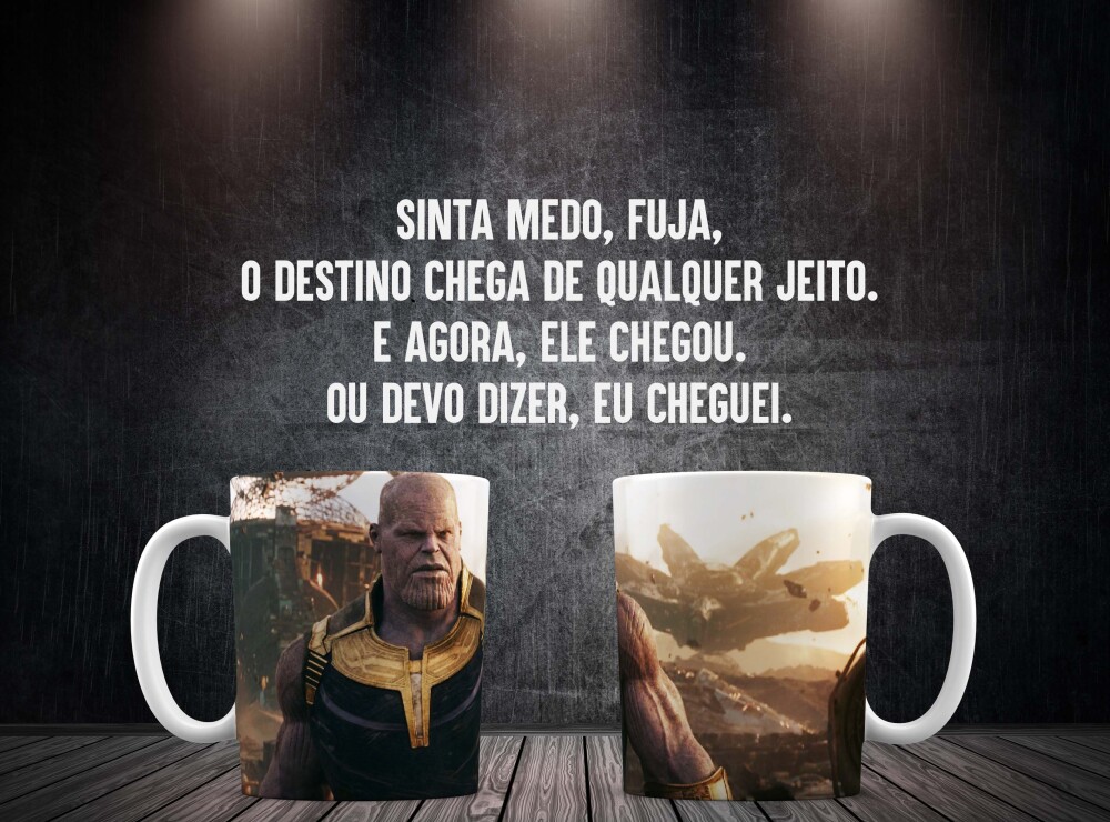 Caneca Branca Personalizado Thanos Vingadores Ultimato