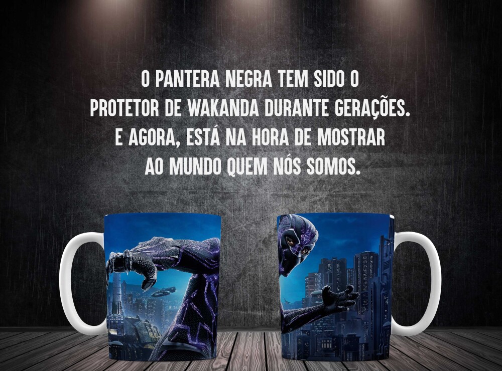 Caneca Branca Cerâmica Personalizado Pantera Negra Cidade