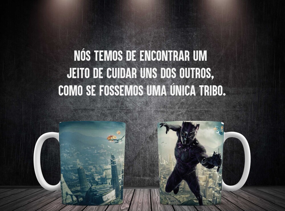 Caneca Branca Personalizado Pantera Negra Voando