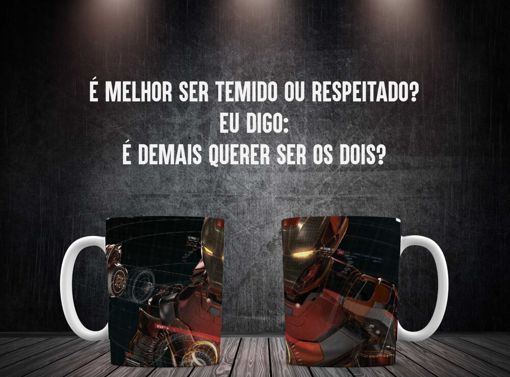 Caneca Branca Personalizado Homem de Ferro Montagem