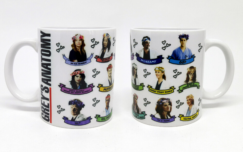 Caneca Branca Personalizado Grey´s Anatomy Personagens