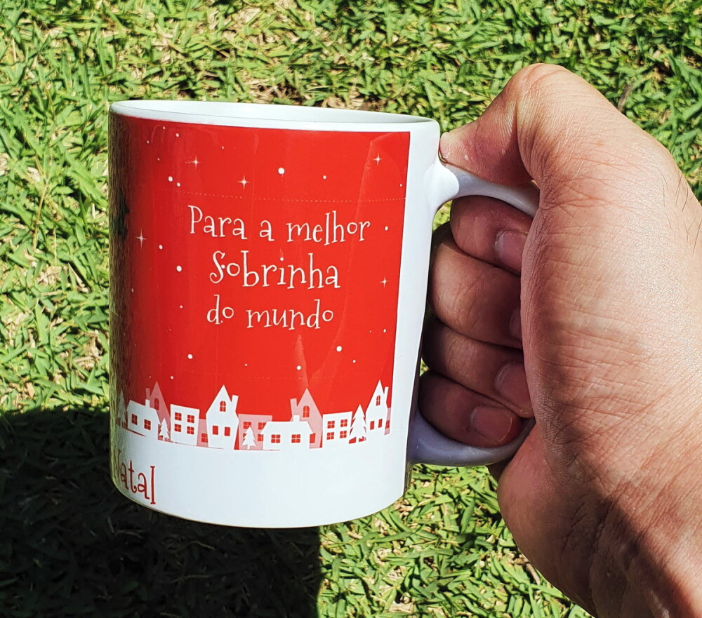 Caneca Branca Personalizado Mimo Natal Trenó