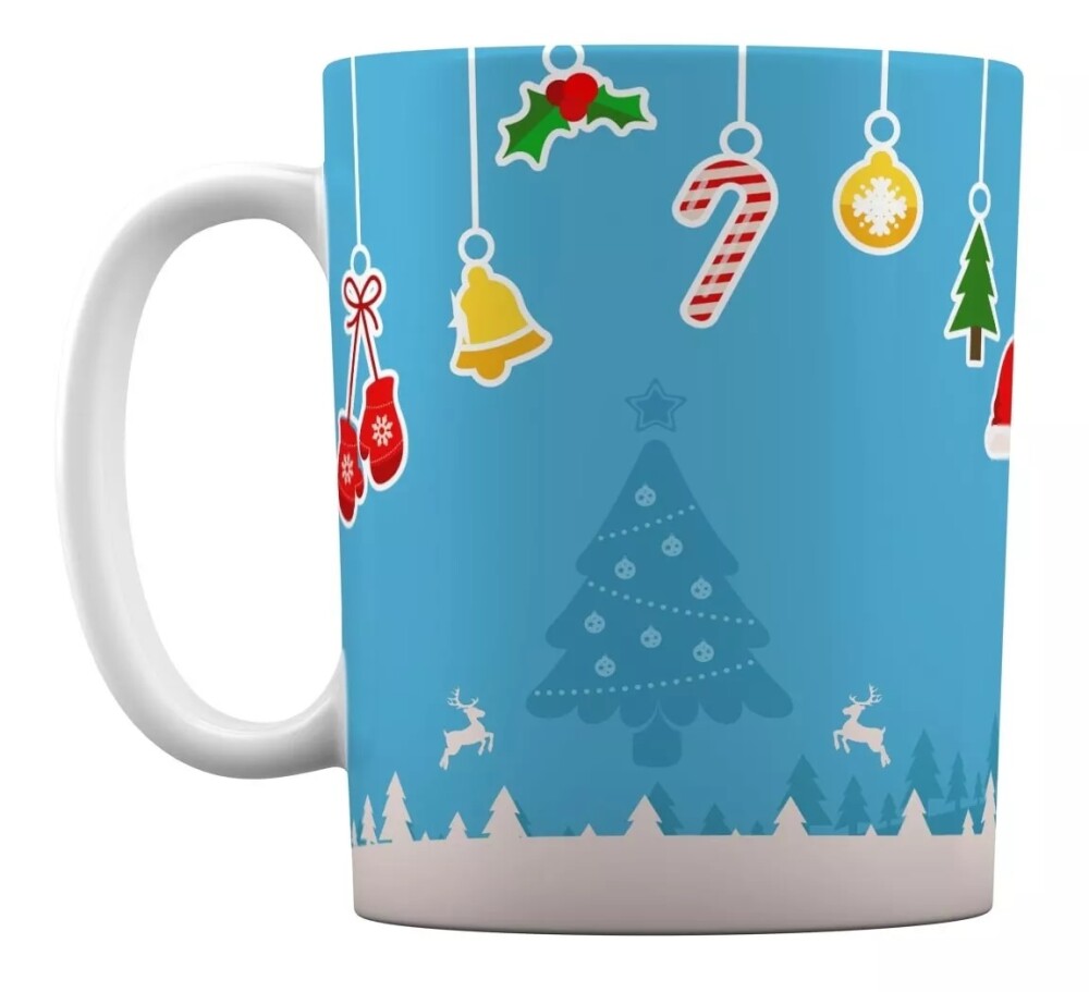 Caneca Branca Personalizado Feliz Natal - Paz e Amor