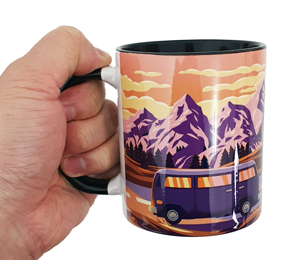 Caneca Preta Personalizado Vw Volkswagen Kombi