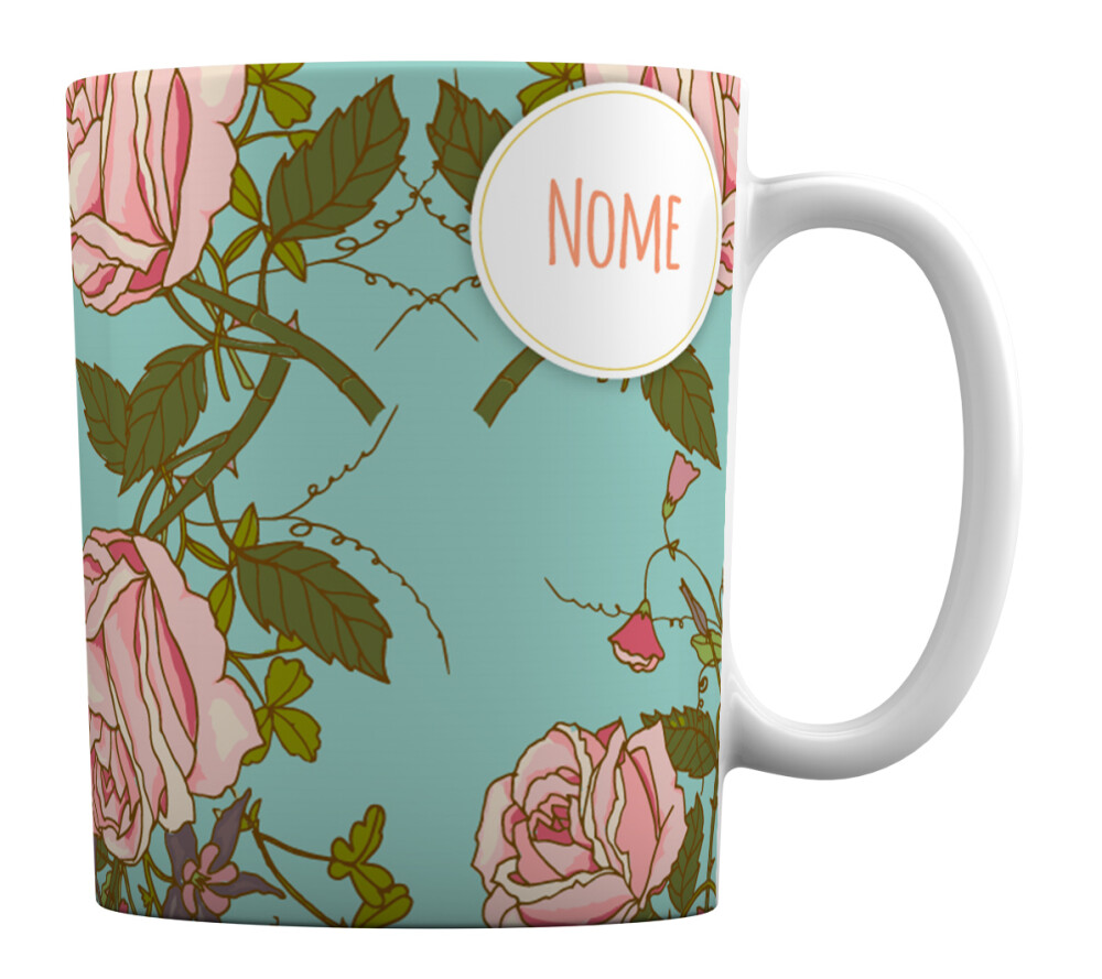Caneca Branca Personalizada Presente Mãe Avó Floral Rosas