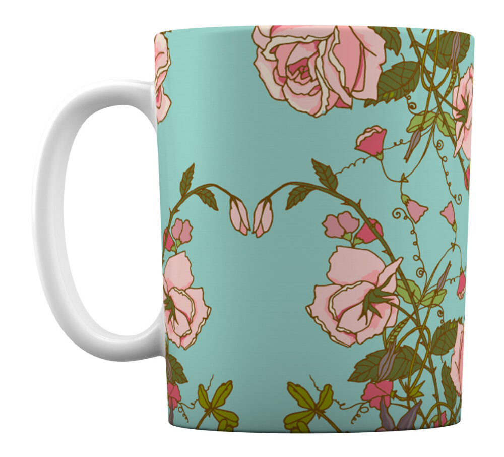 Caneca Branca Personalizada Presente Mãe Avó Floral Rosas