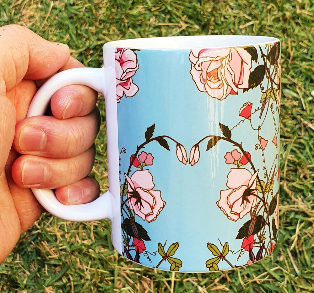 Caneca Branca Personalizada Presente Mãe Avó Floral Rosas