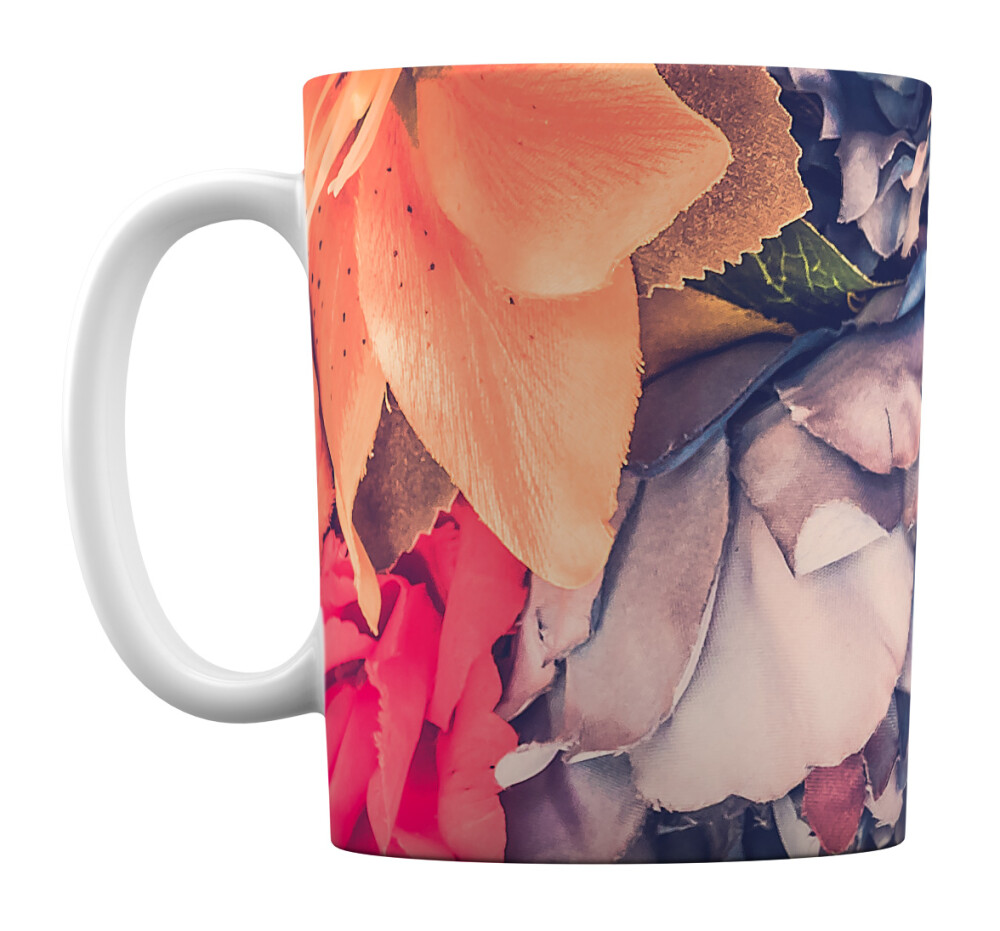 Caneca Branca Personalizada Floral Rosas Amo Minha Avó