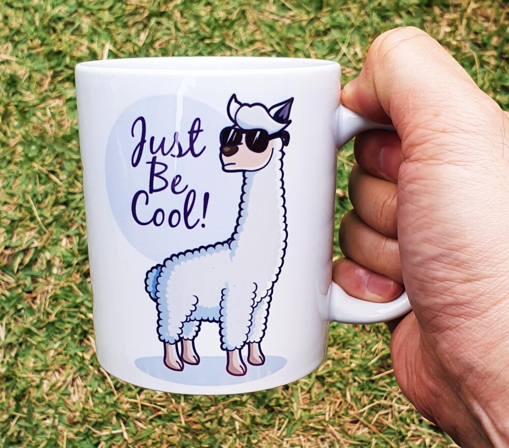 Caneca Branca Personalizado Lhama - Just Be Cool