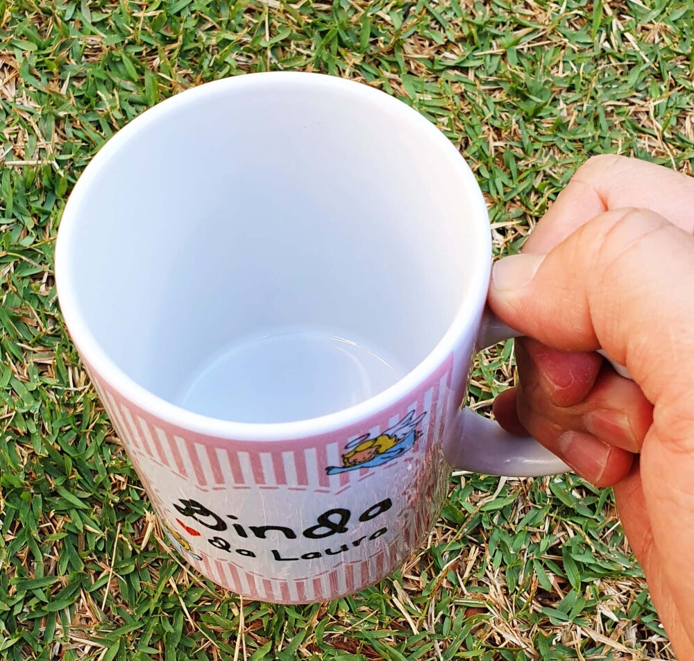 Caneca Branca Personalizada Dinda Madrinha de Batizado