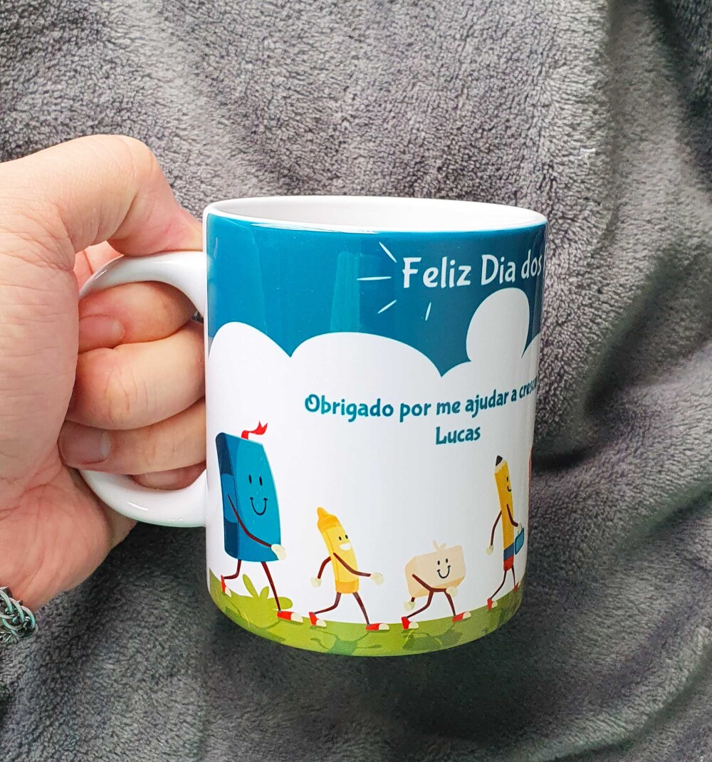 Caneca Branca Personalizada Presente Professores Escolar