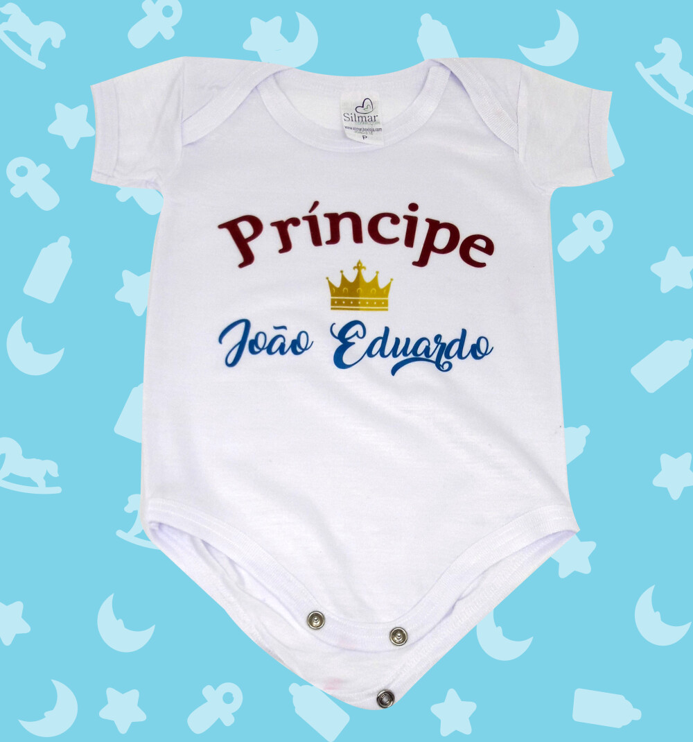 Body Baby Branco Personalizado - Príncipe (com Nome)