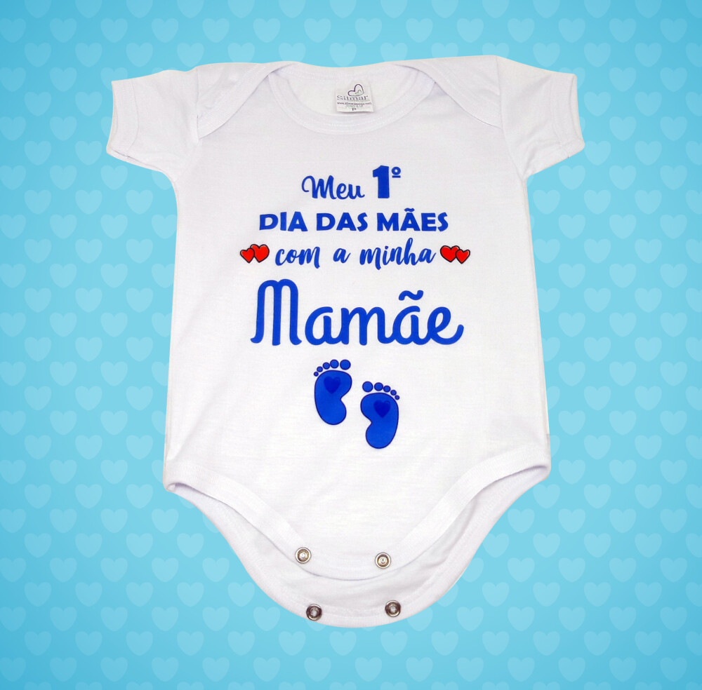 Body Baby Personalizado Meu 1º Dia das Mães com Minha Mamãe