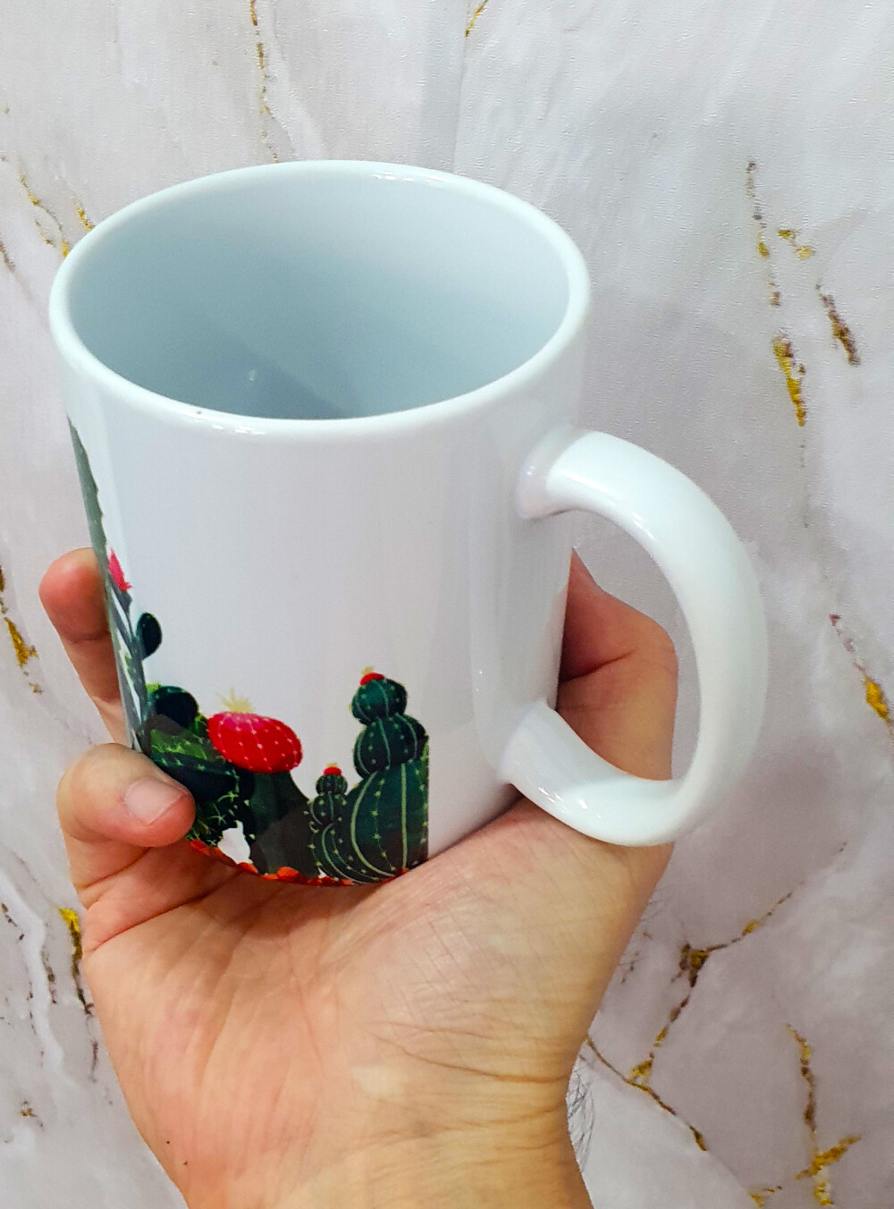 Caneca Branca Personalizada Cactos e Suculentos