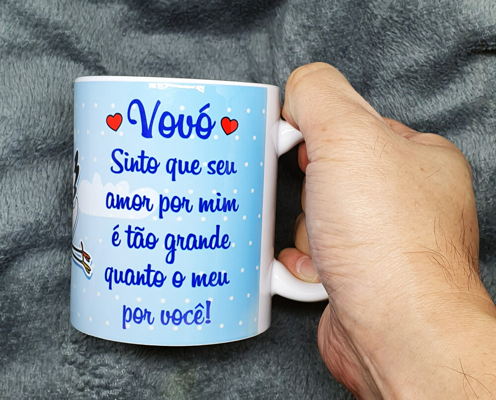 Caneca Branca Presente Cegonha Vovó e Vovô Estou Chegando!