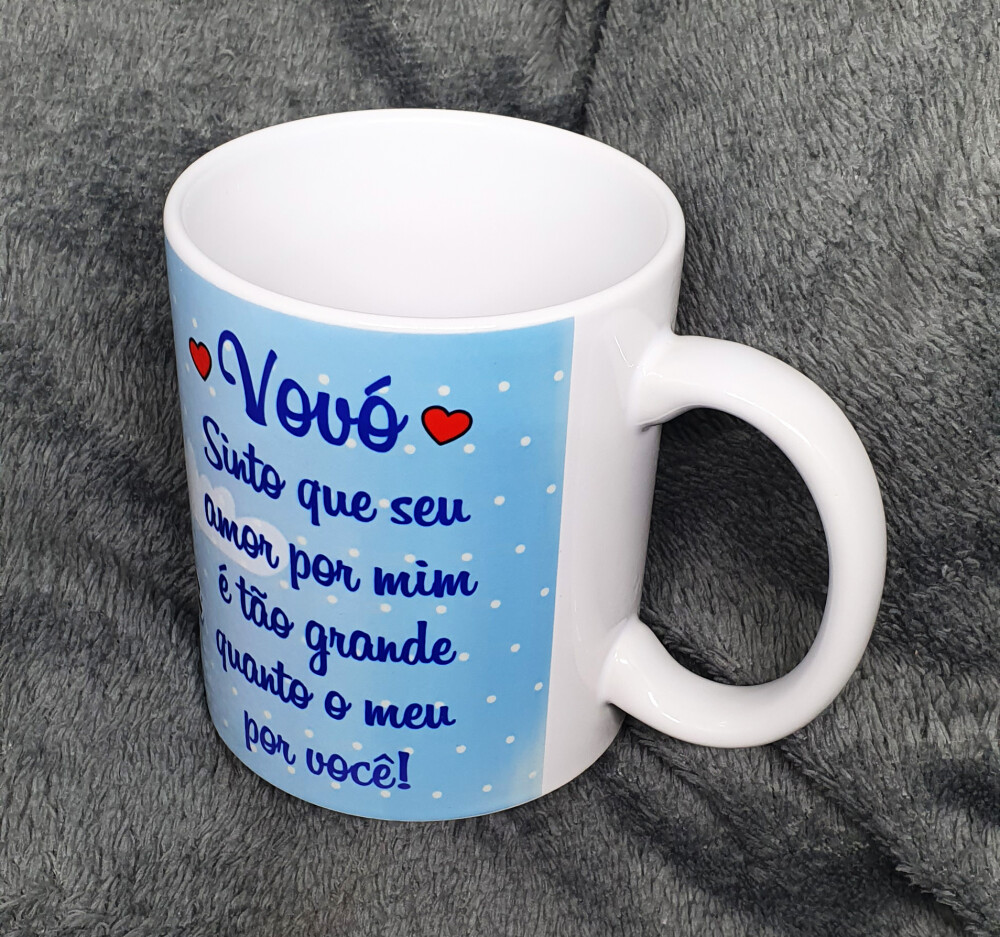 Caneca Branca Presente Cegonha Vovó e Vovô Estou Chegando!