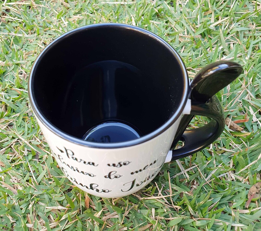 Caneca Preta com Colher Personalizado Melhor Dindo do Mundo