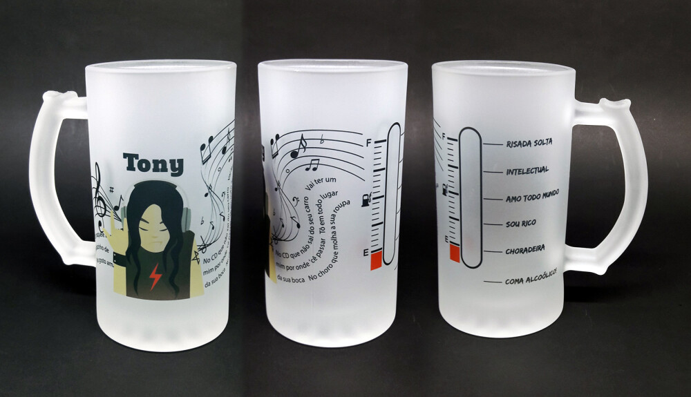 Caneca Vidro Chopp Cerveja Personalizado - Roqueiro Rock