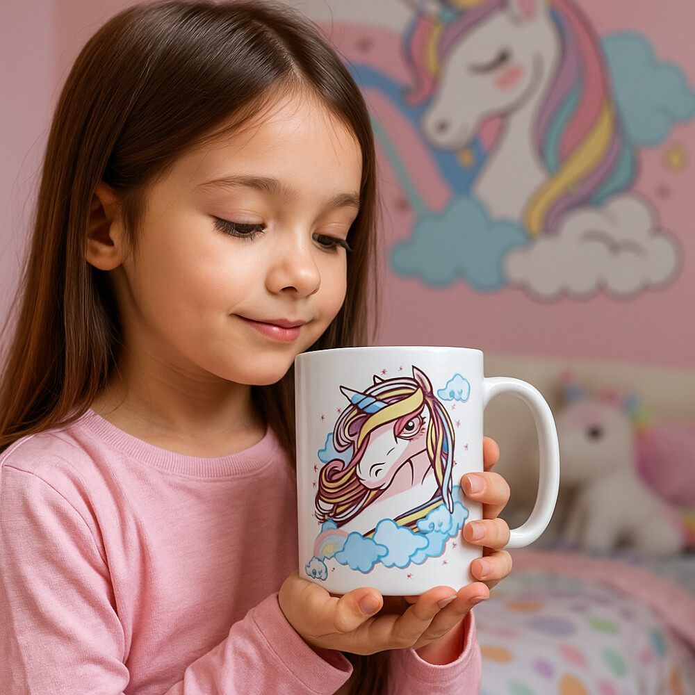 Caneca Branca Personalizado Unicórnio Encantado