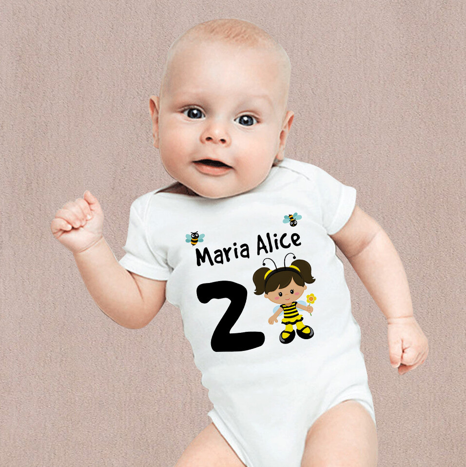 Body Baby Branco Personalizado Filha Abelha Abelhinha
