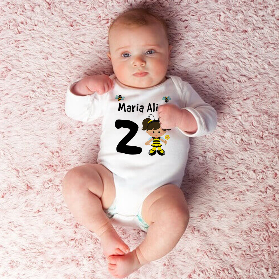 Body Baby Branco Personalizado Filha Abelha Abelhinha