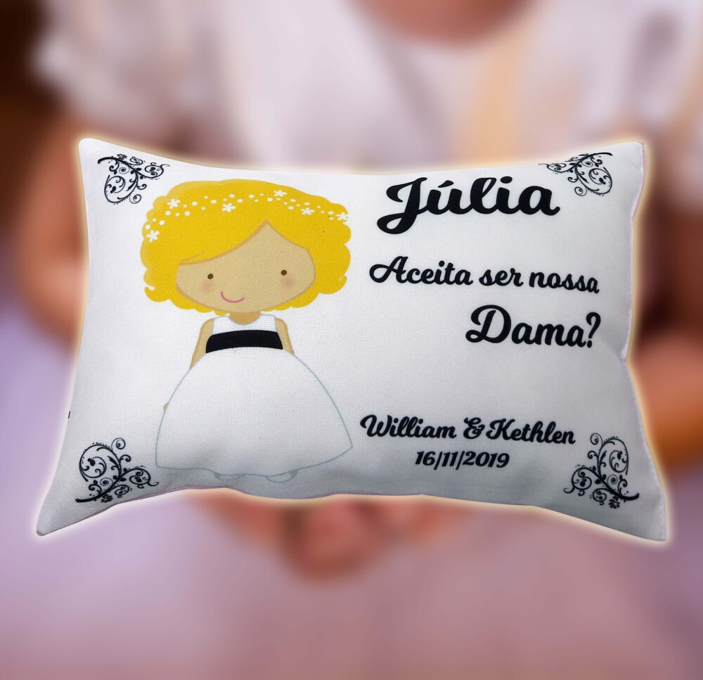 Almofada Rosa Personalizada Lembrancinha Daminha Casamento