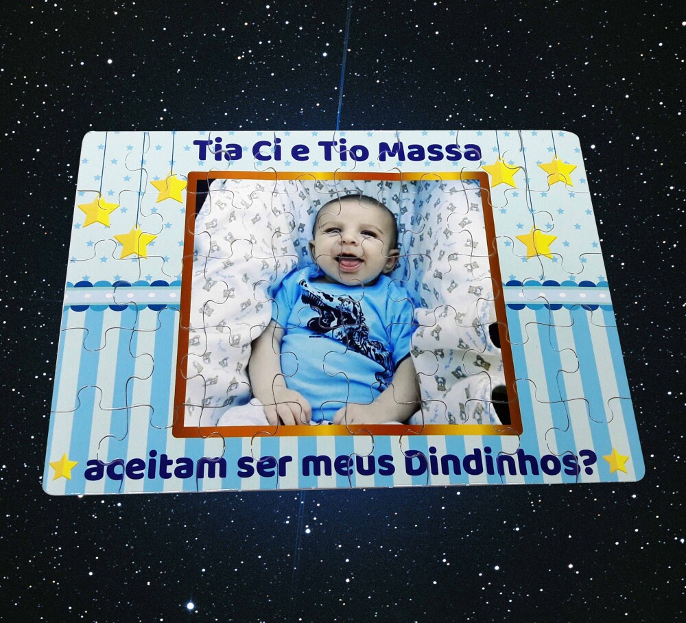Quebra-cabeça Personalizado Dindo e Dinda Batizado