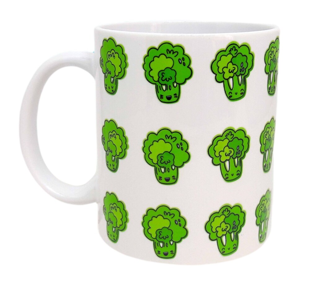Caneca Branca Personalizado Legume Brócolis para Filhos