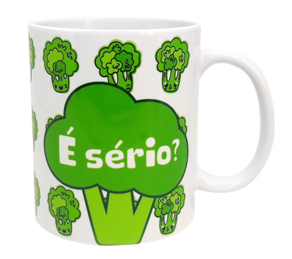Caneca Branca Personalizado Legume Brócolis para Filhos