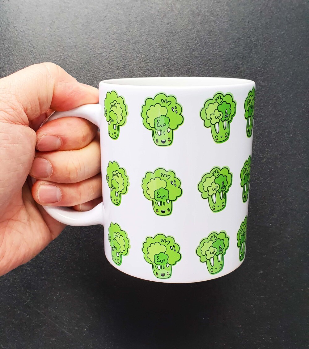 Caneca Branca Personalizado Legume Brócolis para Filhos