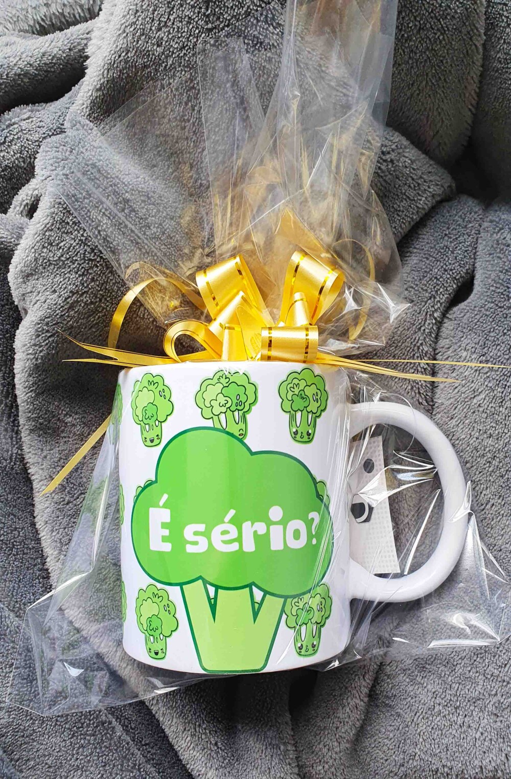 Caneca Branca Personalizado Legume Brócolis para Filhos