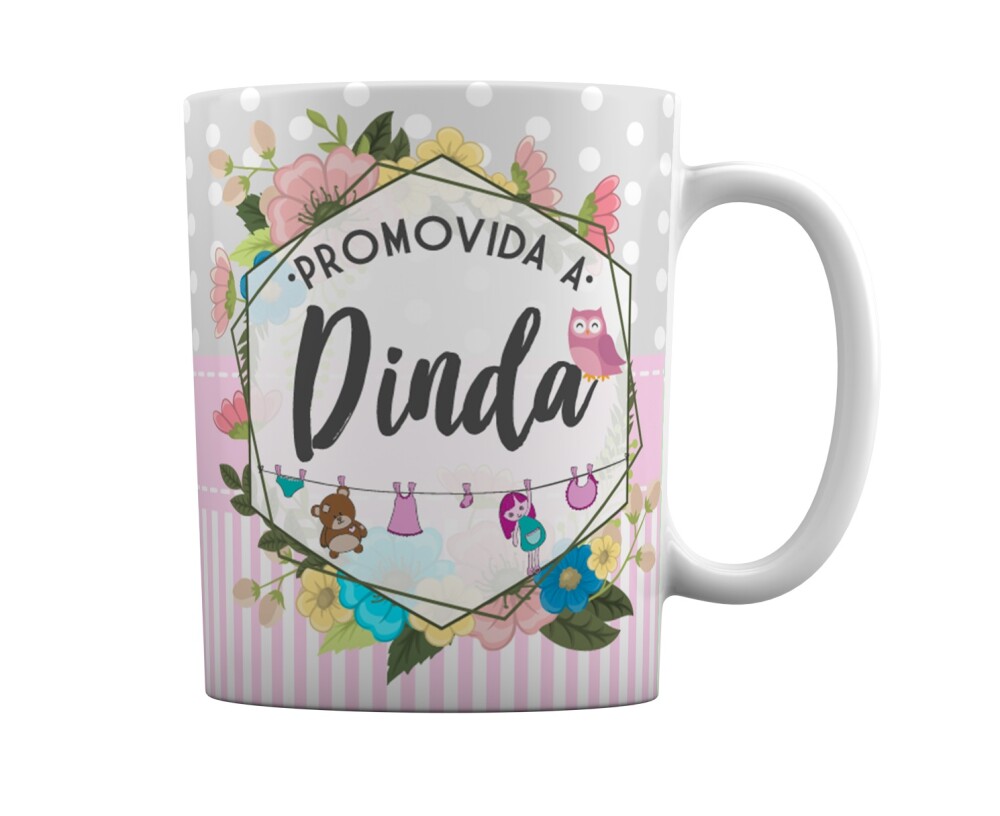 Caneca Branca Personalizada Promovido a Dinda Madrinha