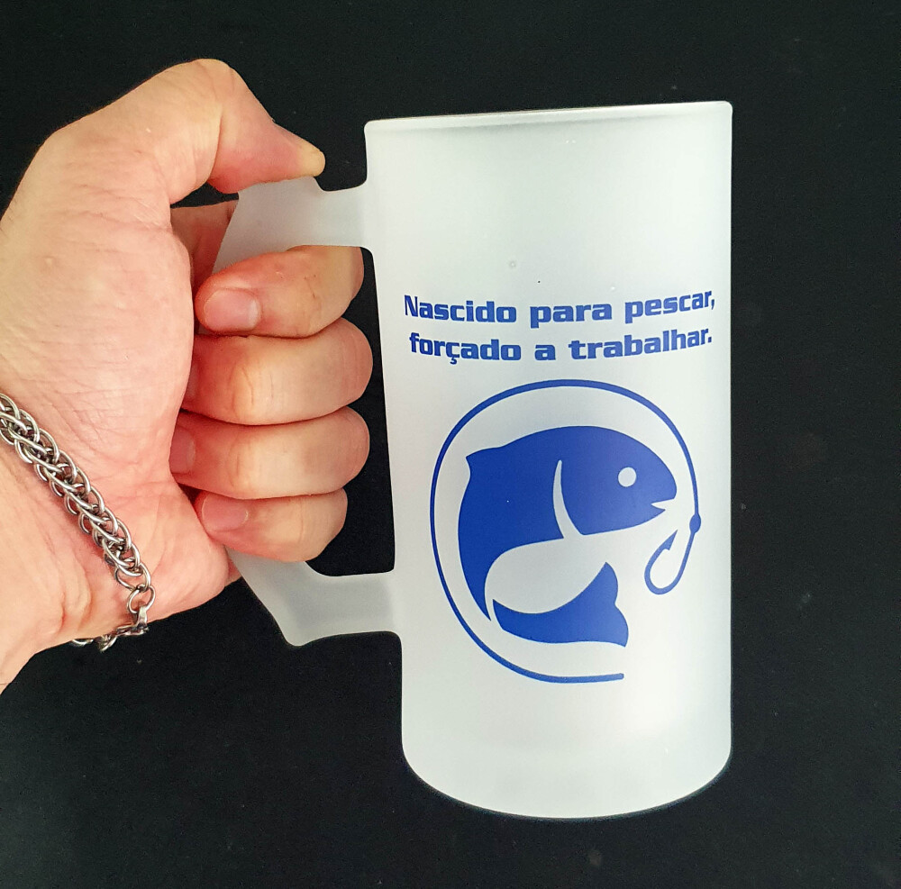 Caneca Chopp Cerveja Vidro Pescador, Pescaria, Pesca