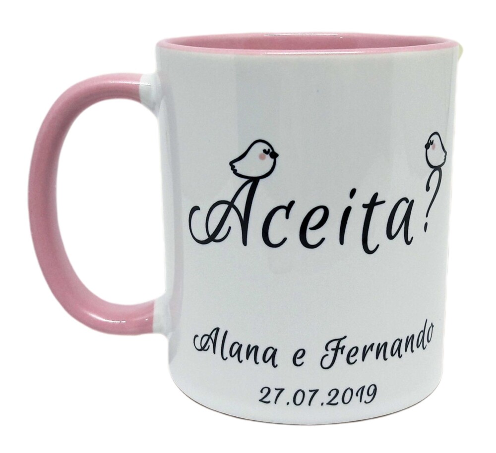 Caneca Rosa Personalizada Casal Noivos para Casamento