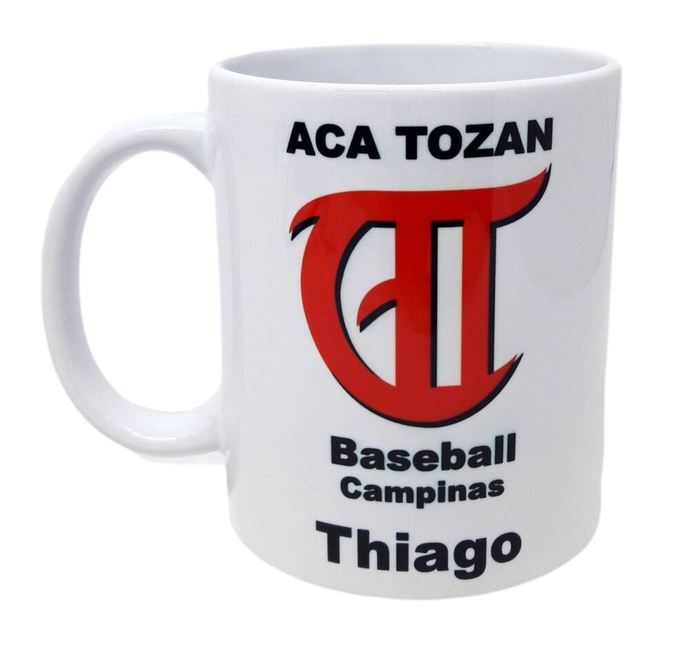 Caneca Branca Personalizado Jogador de Baseball