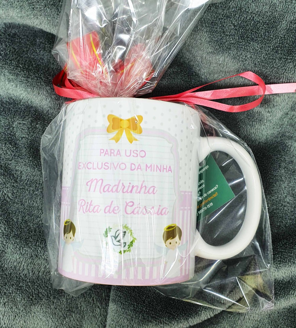 Caneca Branca Uso Exclusivo para Dinda Madrinha Anjo Anjinho