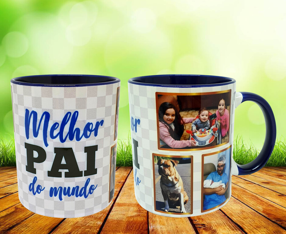 Caneca Azul Escuro Personalizado Mimo Melhor Pai do Mundo