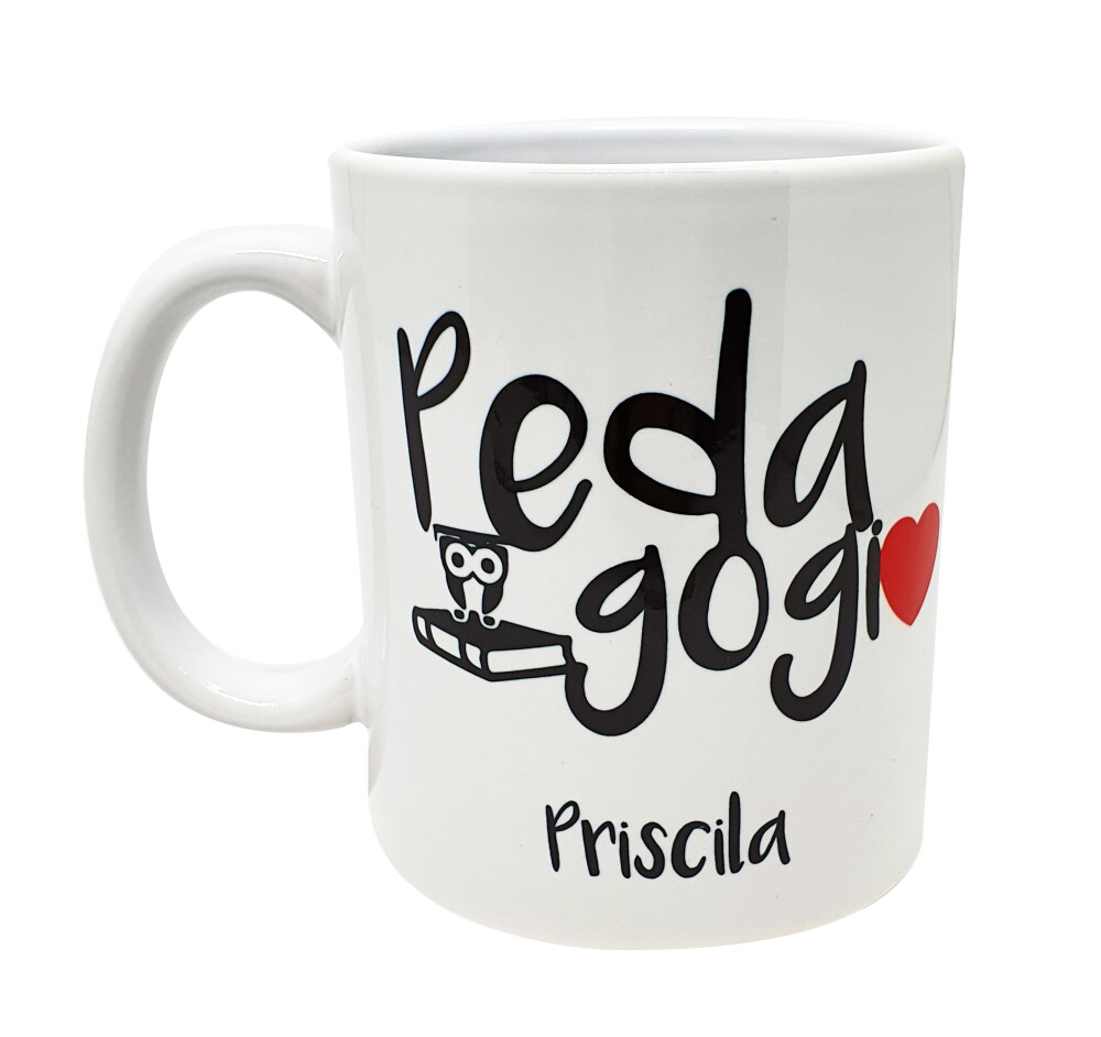 Caneca Branca Mimo Profissão Carreira Pedagogia, Pedagogo