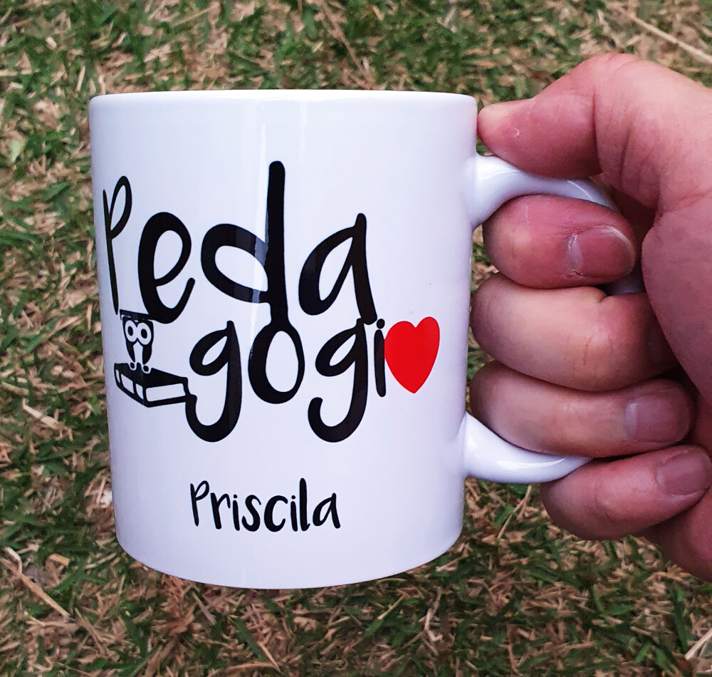 Caneca Branca Mimo Profissão Carreira Pedagogia, Pedagogo