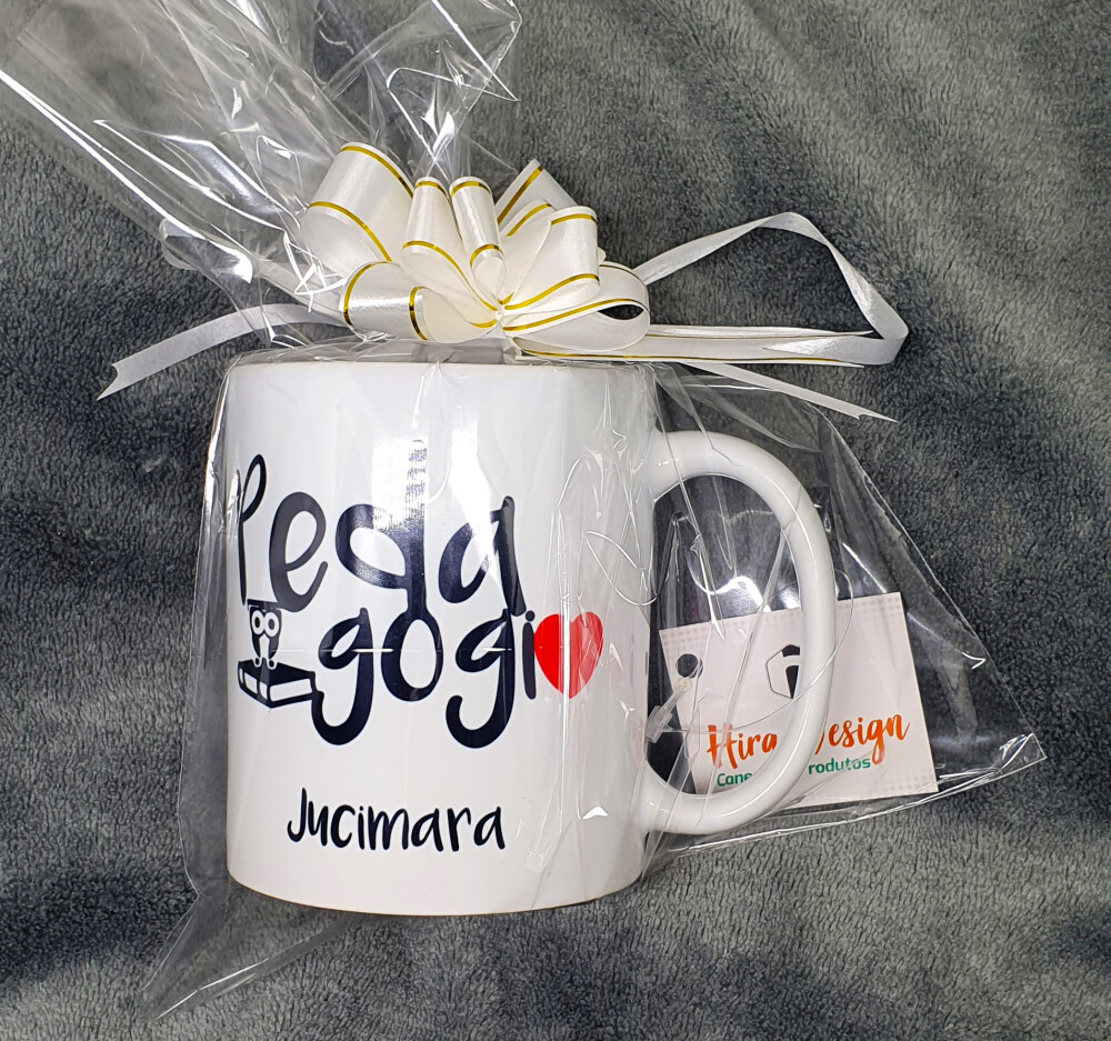 Caneca Branca Mimo Profissão Carreira Pedagogia, Pedagogo