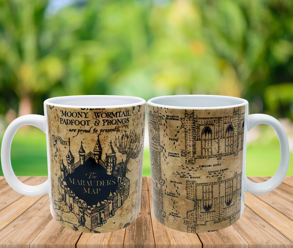 Caneca Branca Personalizado Mapa do Maroto Harry Potter