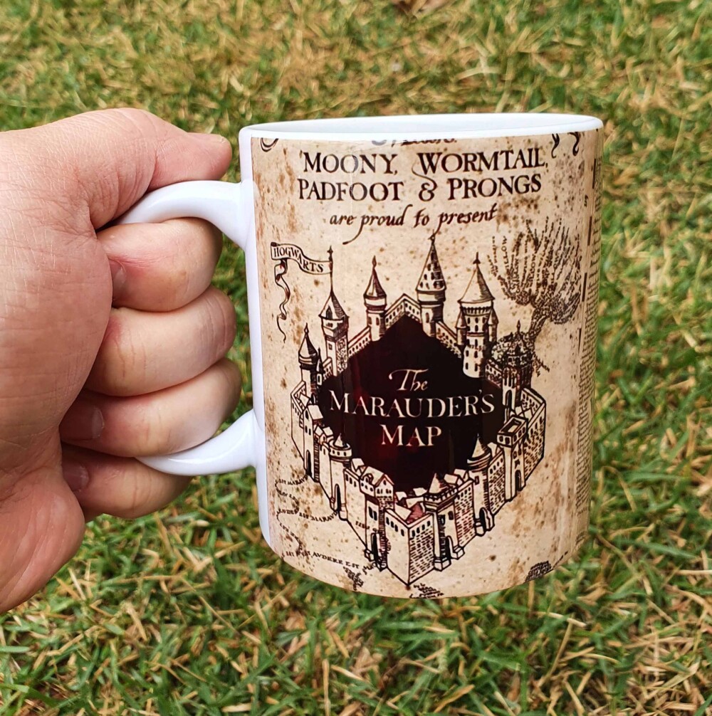 Caneca Branca Personalizado Mapa do Maroto Harry Potter